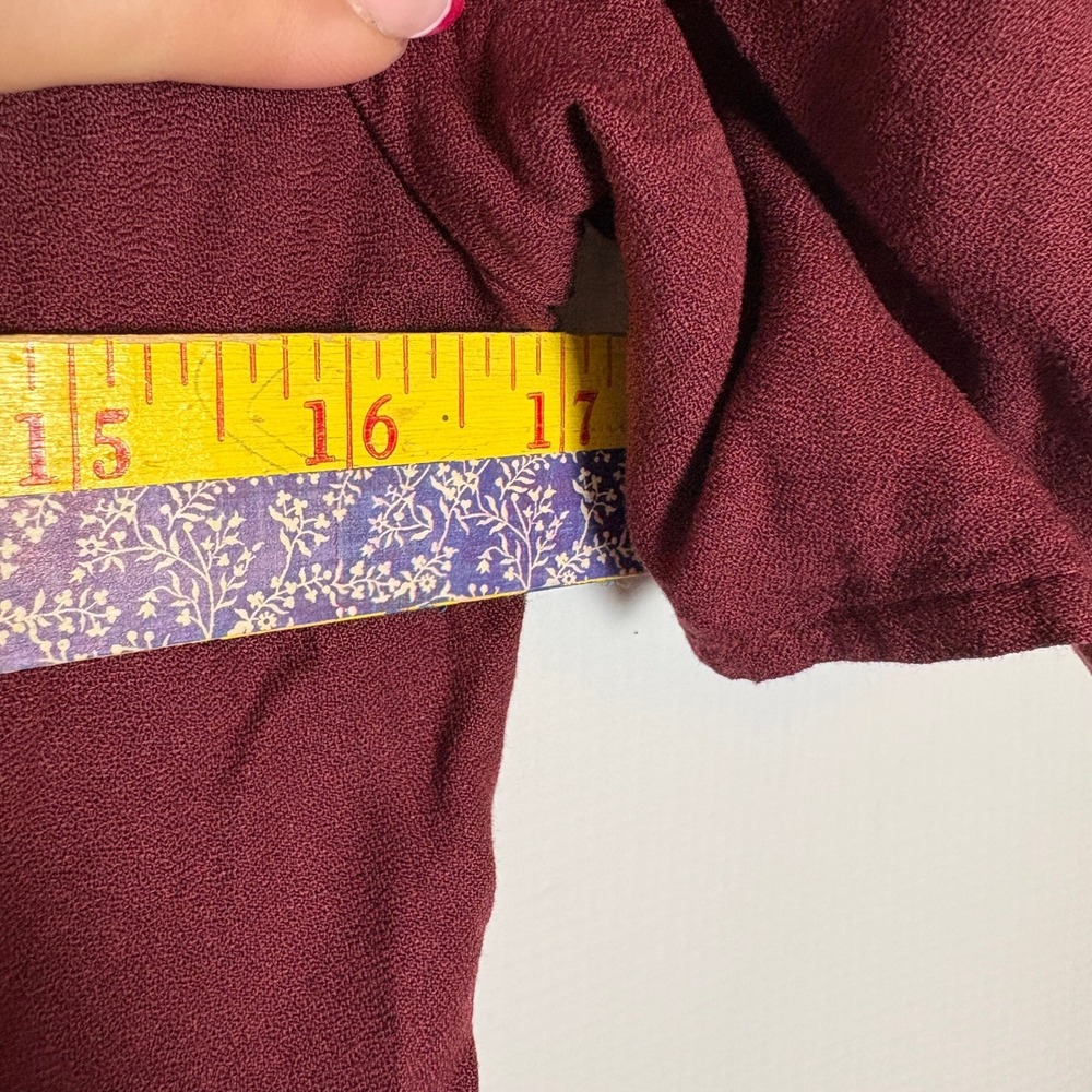 Old Navy Royal Velvet Dress Women's Medium Burgundy Red V Neck Button Front - Picture 6 of 7